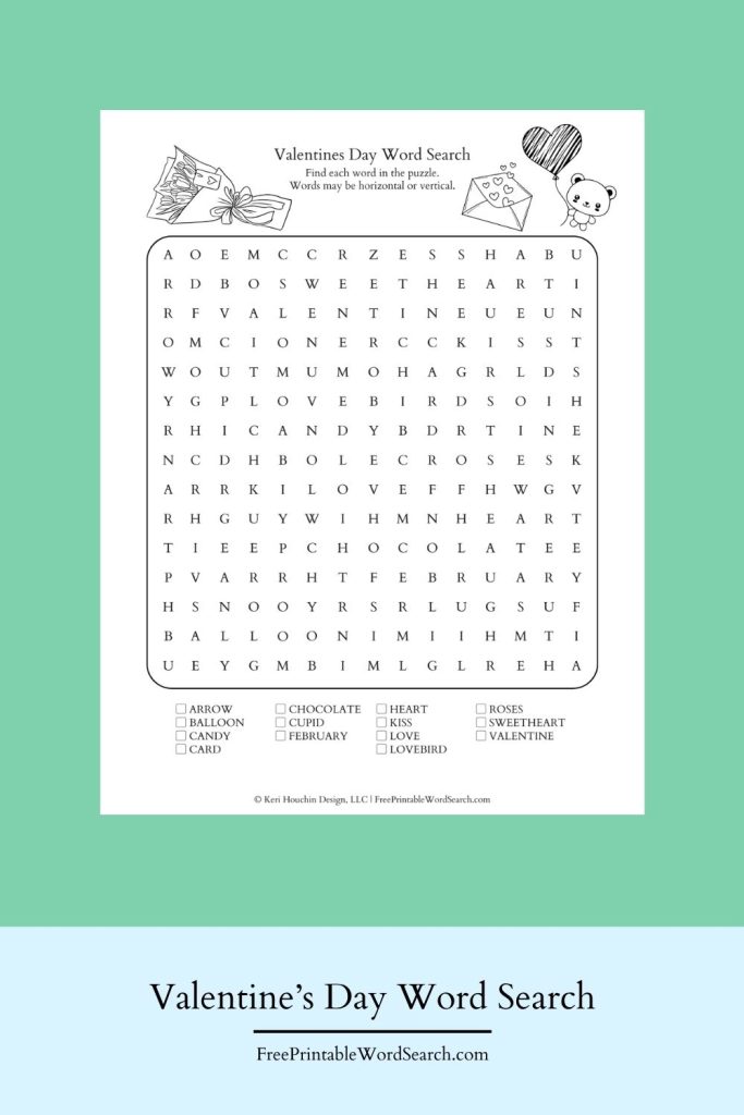 Valentine's Day Word Search - Free Printable Word Search