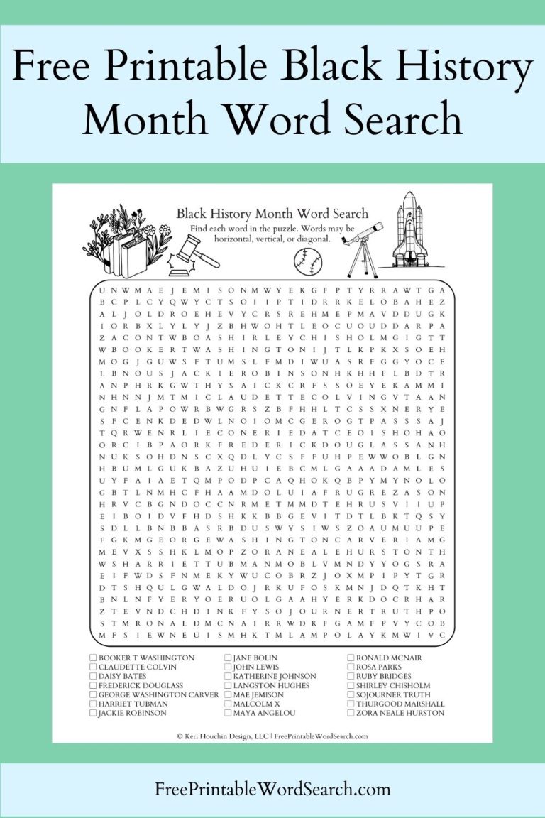 Black History Month Word Search - Free Printable Word Search