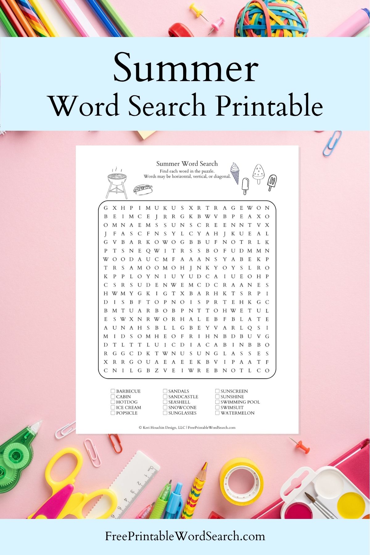 Summer word search printable.