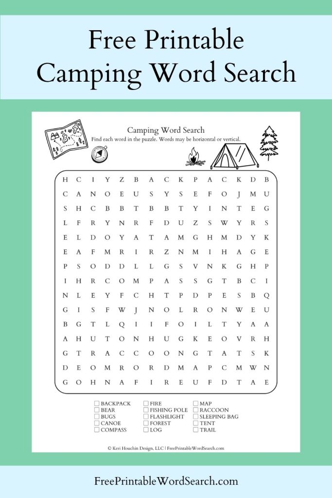 Camping Word Search - Free Printable Word Search