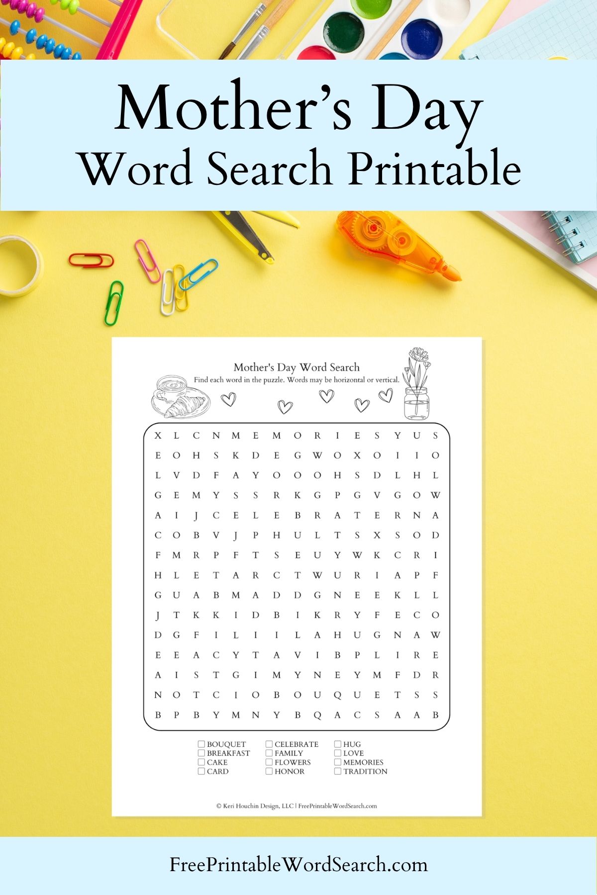 Mother's Day word search printable.