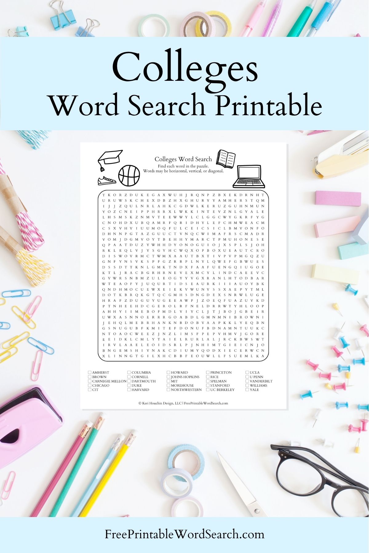 Colleges word search printable.