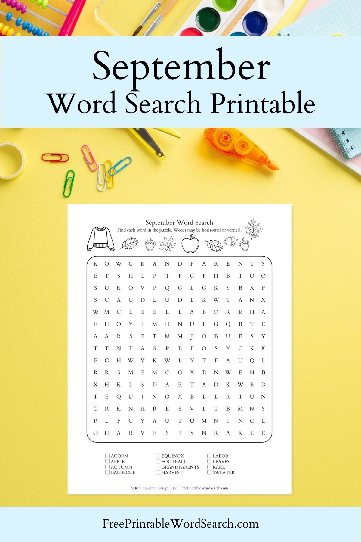 September word search printable.