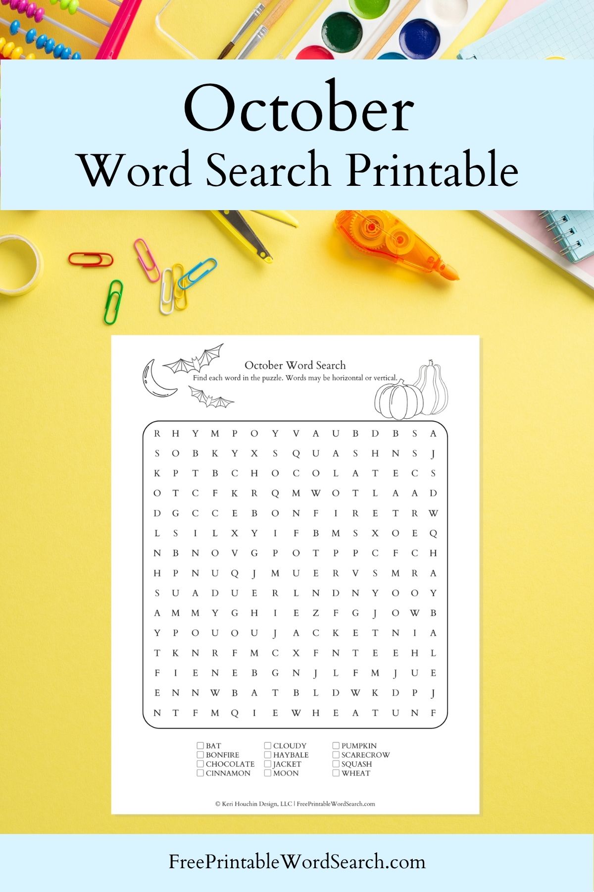 October word search printable.